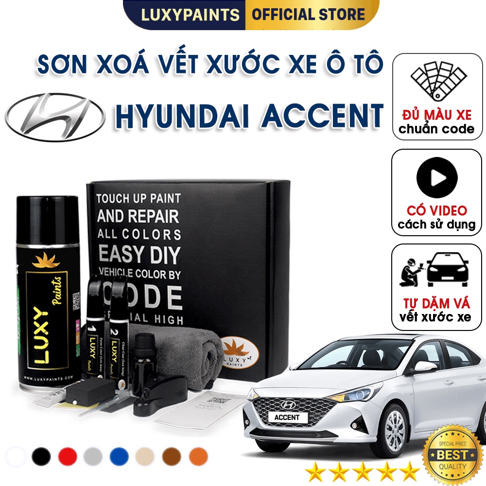 Sơn xóa vết xước xe ô tô Hyundai Accent LUXYPAINTS, Bút tẩy xoá vết trầy xước sơn xe oto màu chuẩn CODE - LP01HYAC