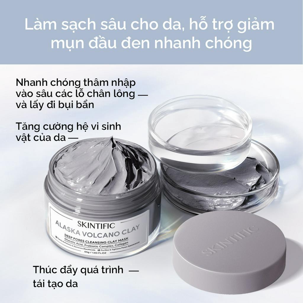 Combo mặt nạ đất sét SKINTIFIC gồm Mặt nạ đất sét ngải cứu 55g + Mặt nạ đất sét tro núi lửa 55g