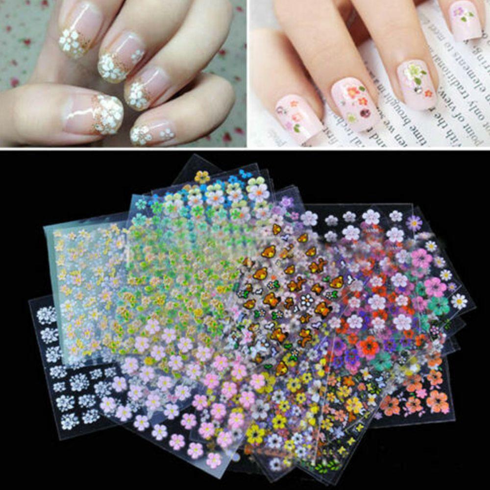 Miếng Dán Trang Trí Móng Tay Họa Tiết Hoa 3D Xinh Xắn