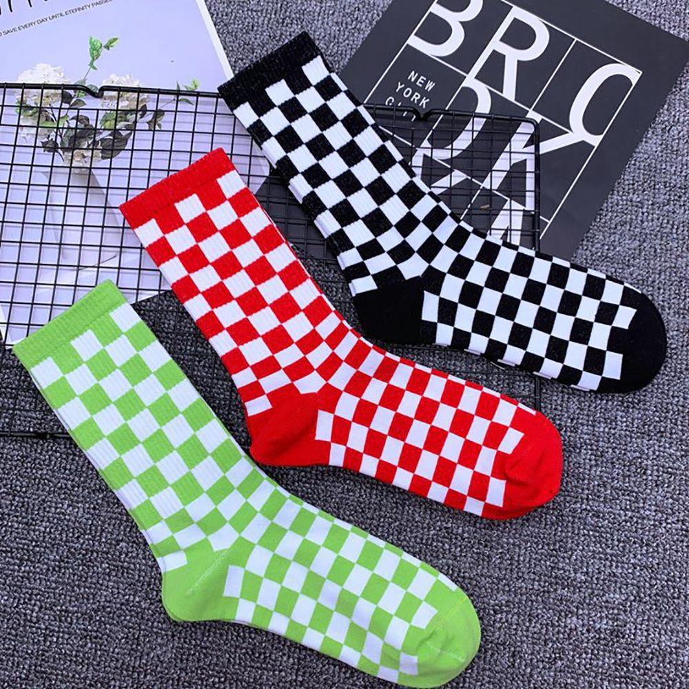 Vớ Cotton Thoải Mái Họa Tiết Caro Phong Cách Harajuku Đường Phố Hàn Quốc Cho Nam