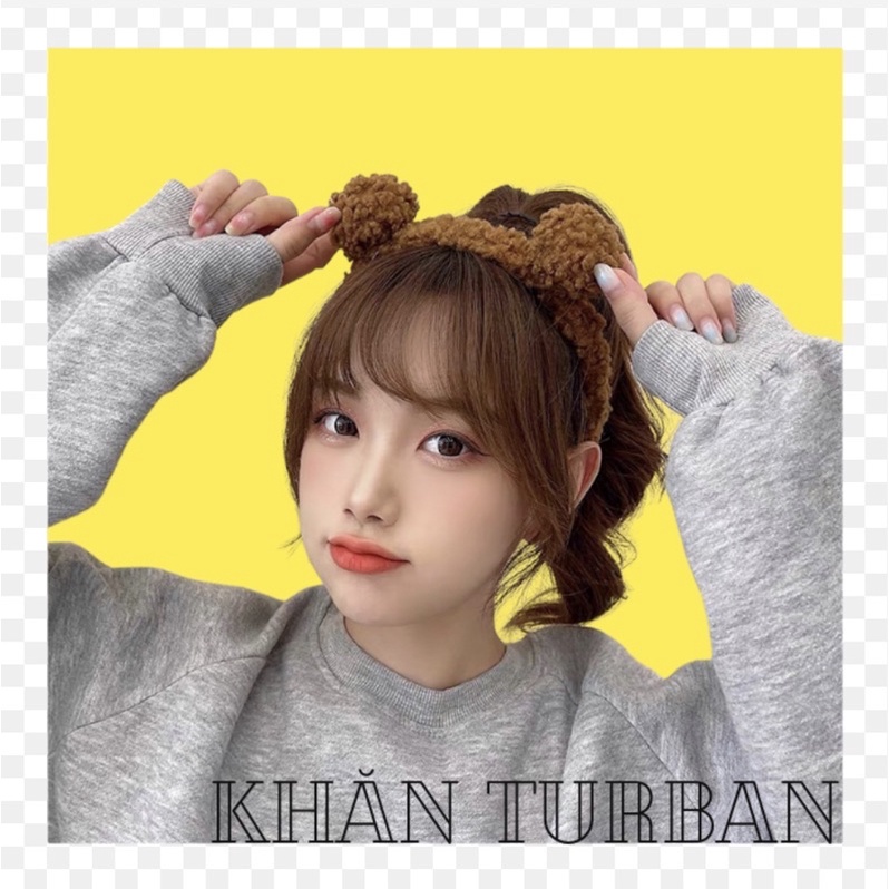Cài tóc tai gấu cute xinh - Băng đô tóc con gấu nâu