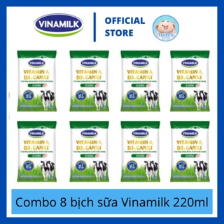Combo 8 bịch sữa tươi Vinamilk có đường 220ml