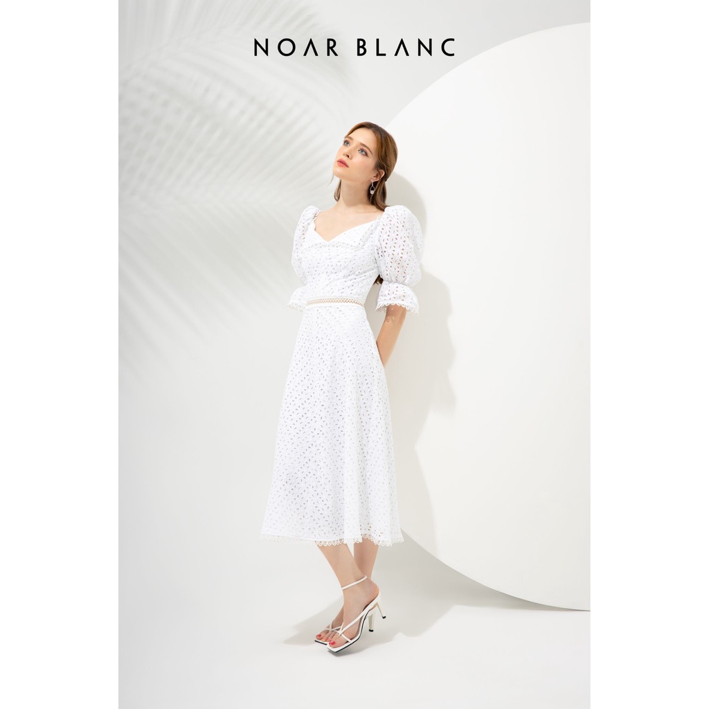 Đầm nữ thiết kế màu trắng dáng suông cổ sơ mi tay dài phối ren sang trọng - Jesica Dress