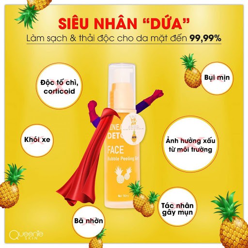 COMBO 2 Chai Detox Thải Độc Dứa 90ml QUEENIE SKIN , Trắng Da, Ngừa Mụn - HÀNG CHÍNH HÃNG