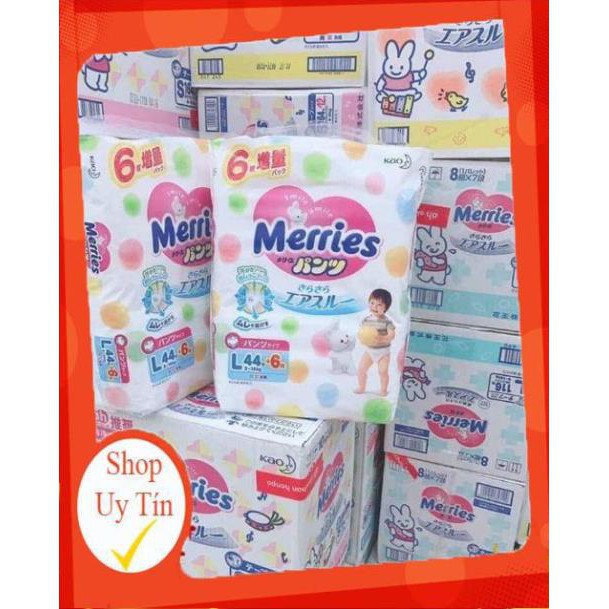 Bỉm Merries hàng nội địa cộng miếng NB 96 dán, S88 dán, M68 dán, M64 quần, L50 quần,  XL 44 quần