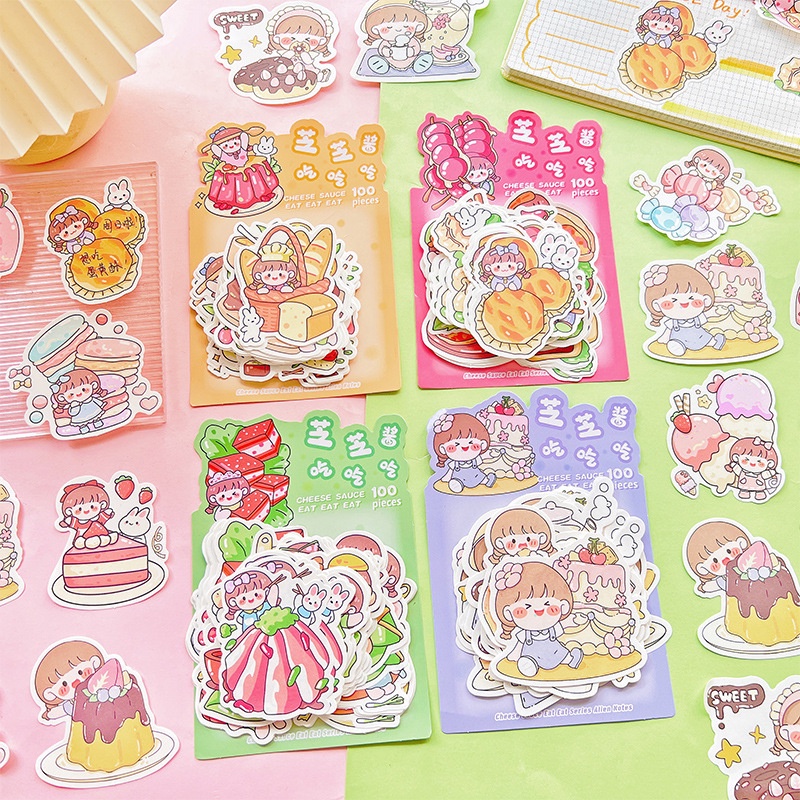 Set 100 tờ giấy dán/ giấy ghi chú hoạt hình KHÔNG KEO DÍNH