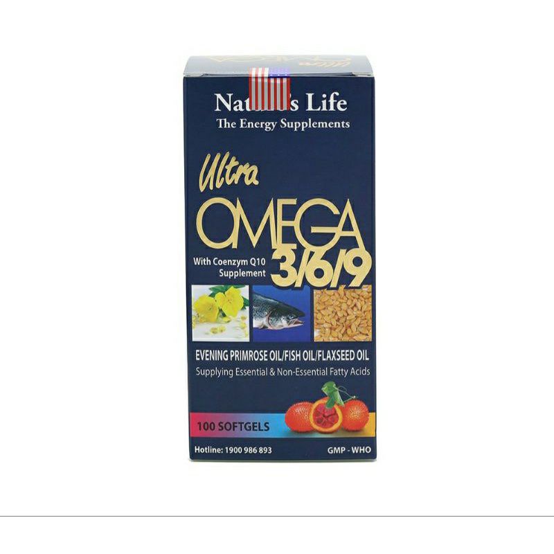 Viên dầu cá Omega 369 Nature Life Bổ não, sáng mắt, khỏe tim mạch, tăng cường trí nhớ - Hộp 100 viên