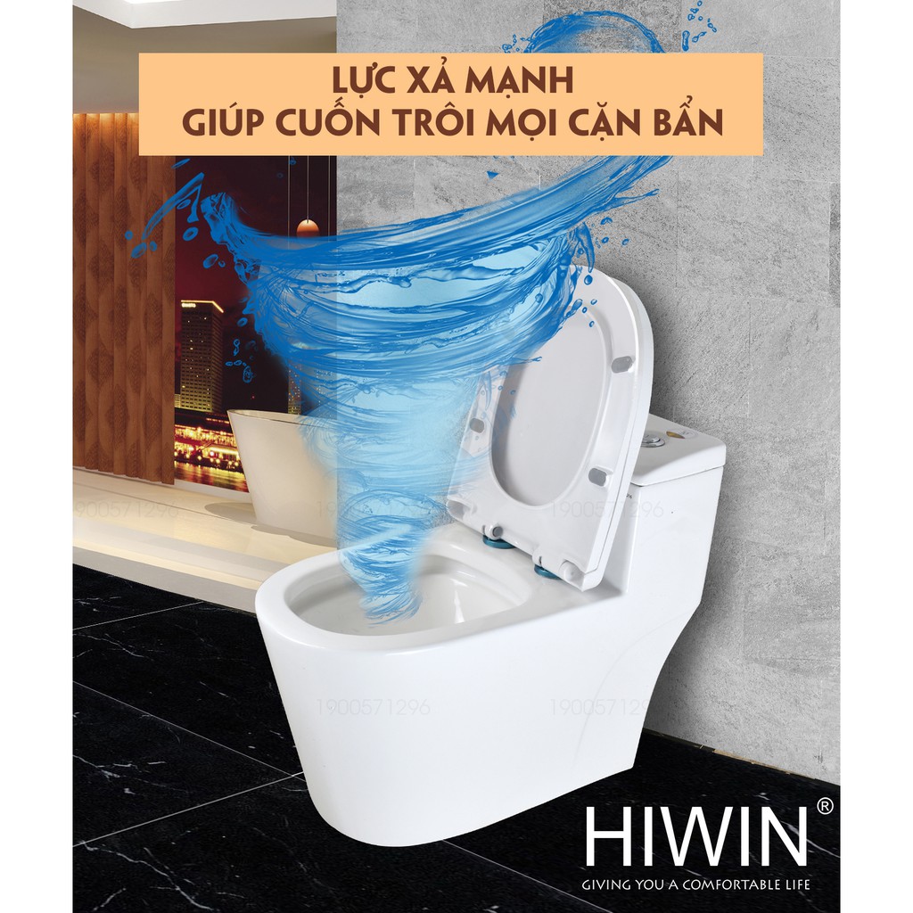 Bồn cầu sứ tráng men chống bám bẩn cao cấp siêu tiết kiệm nước Hiwin MT-2016 (710*395*610mm)