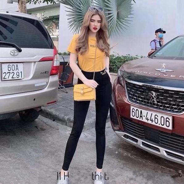 Quần legging nữ đẹp cạp cao gen bụng dáng thể thao F-e-n-d-i cao cấp Hàn Quốc Q607