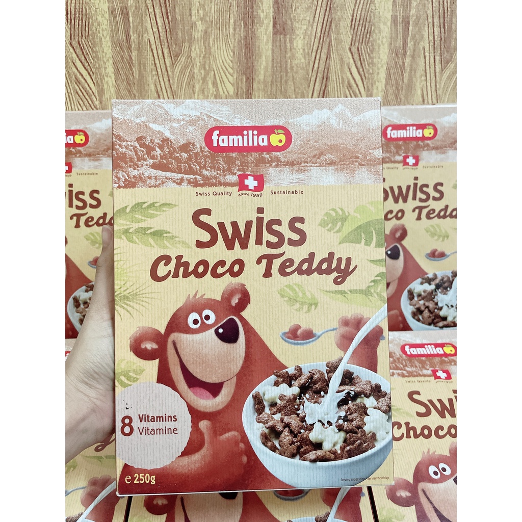 Ngũ cốc socola hình Gấu Choco teddy hiệu Familia nhập khẩu Thụy Sĩ