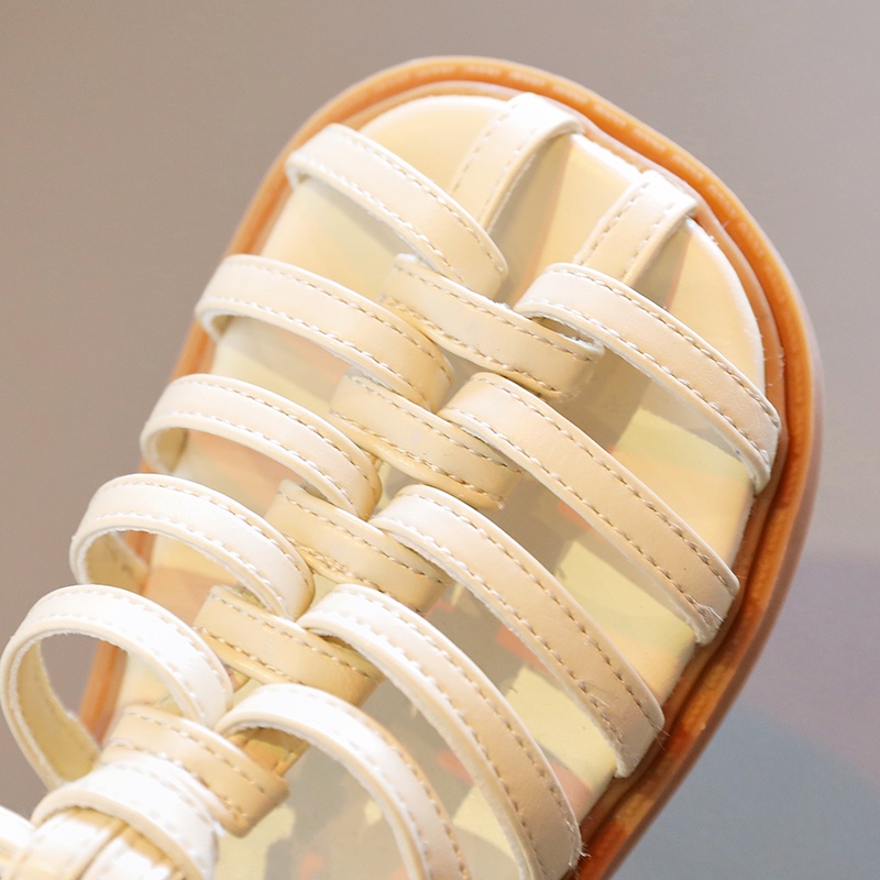 Sandal chiến binh La Mã đế mềm màu trơn chống trượt thời trang cho bé gái 2-16 tuổi