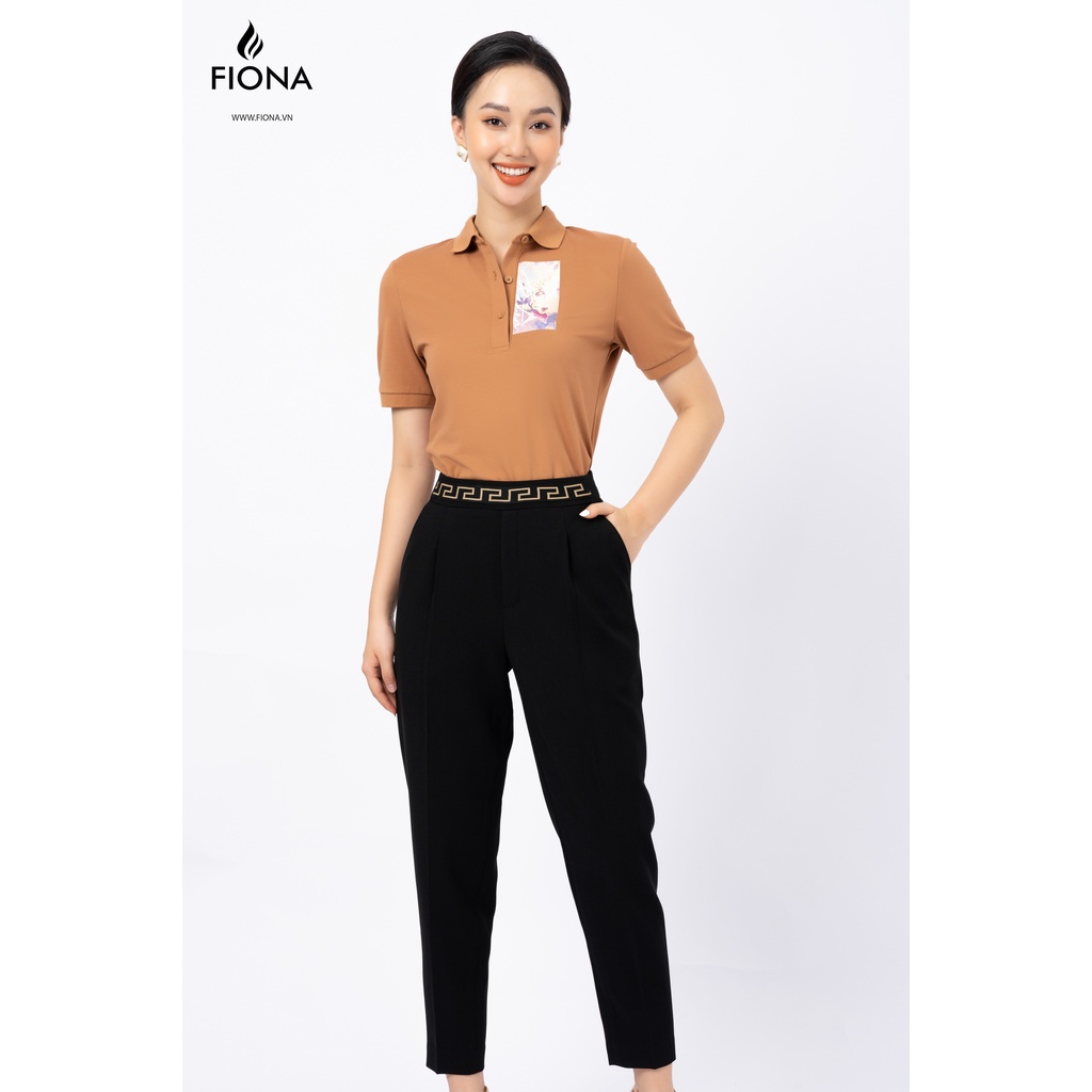 Quần Công Sở Baggy Nữ Lưng Cao FIONA, Quần Nữ Tôn Dáng, Thanh Lịch Trẻ Trung kẹp dây trang trí mặt trước F351324