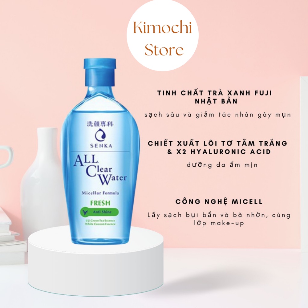 Nước tẩy trang dưỡng trắng Senka All Clear Water Micellar Formula 230ml Nhật Bản Kimochi Store