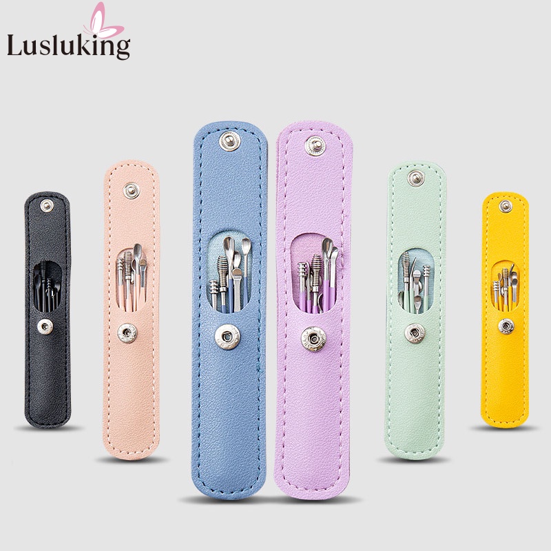 Bộ 6 dụng cụ lấy ráy tai LUSLUKING bằng thép không gỉ + bao da nhiều màu