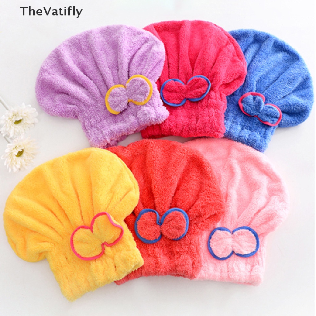[Thevalifly] Khăn Tắm Quấn Tóc Nhanh Khô Sợi Nhỏ Đính Nơ Cho Spa HOT
