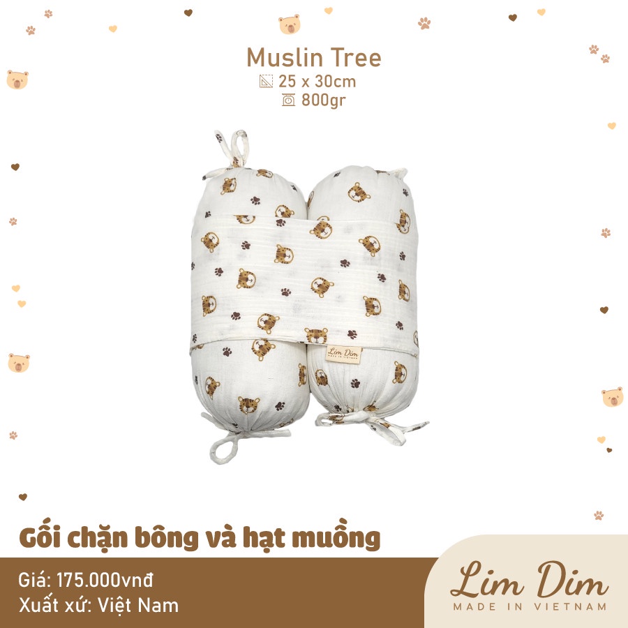 Gối chặn bông và hạt muồng Lim Dim cho bé