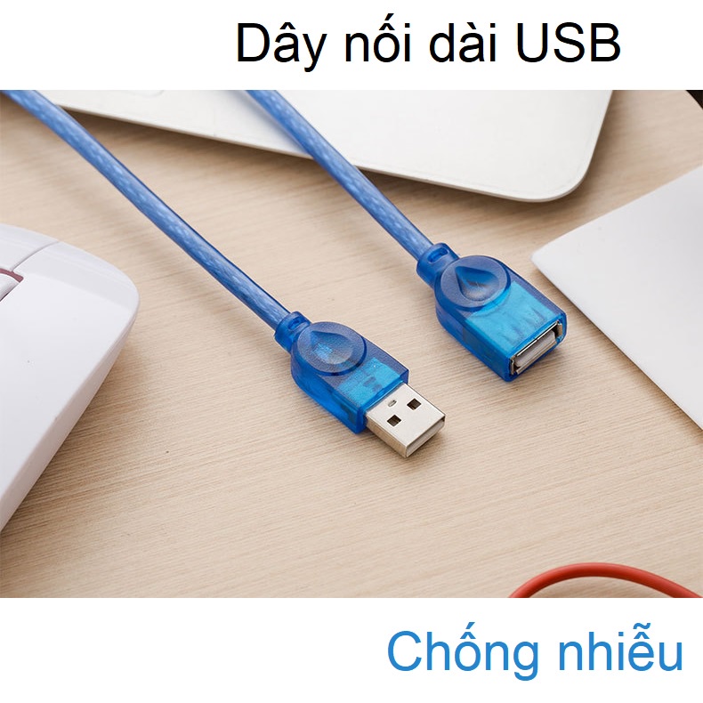 Dây nối dài USB 1.5M 3M chống nhiễu màu xanh hoặc đen dùng cho laptop PC hoặc nối dài đèn LED