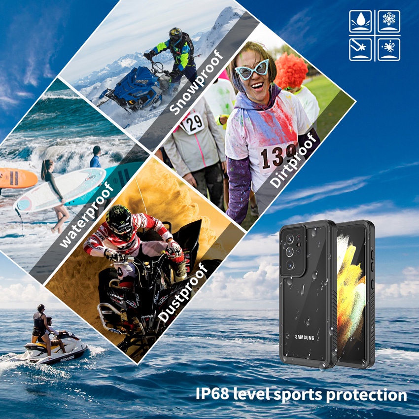 Ốp Điện Thoại Chống Nước IP68 Cho Samsung Galaxy S23 S22 S21 Ultra S21 FE S20 Plus S10 S9 S8 Note 20 Ultra Note 10 A51 A52