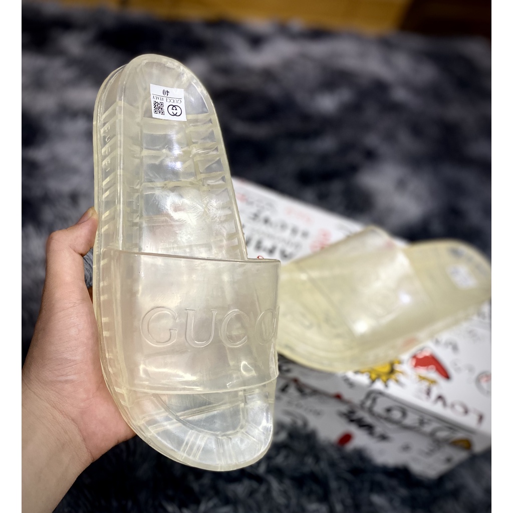 Dép Quai Ngang Trong Suốt Đúc Cao Su Đặc, Chống Nước