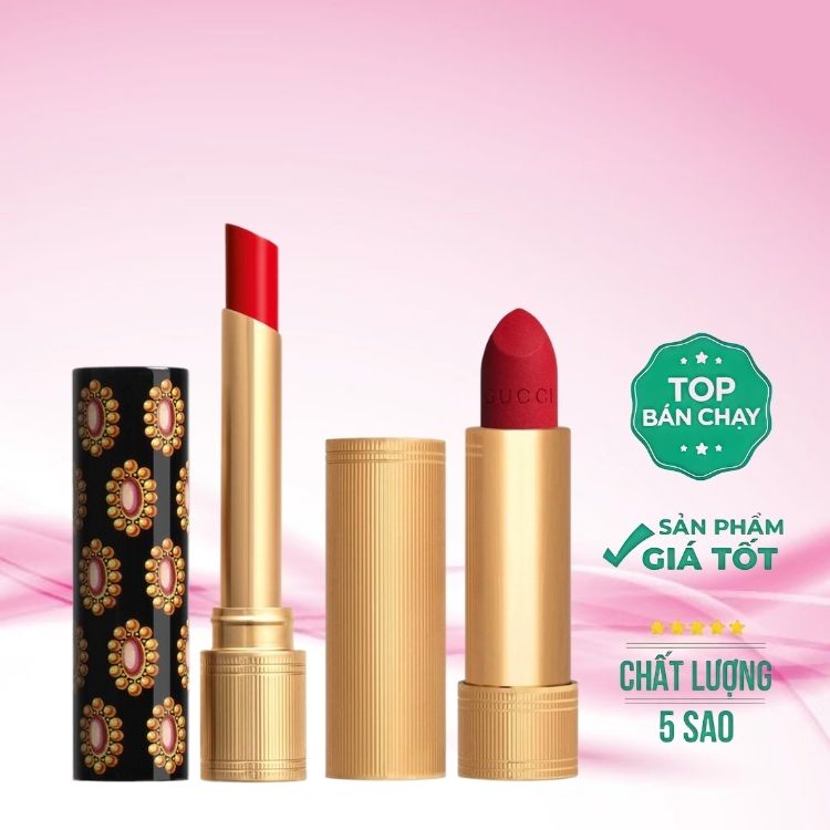 Son Gucci Rouge De Beaute Brillant Glow &amp; Care Lip Colour, Son Dưỡng có màu Gucci bản mới nhất 2021