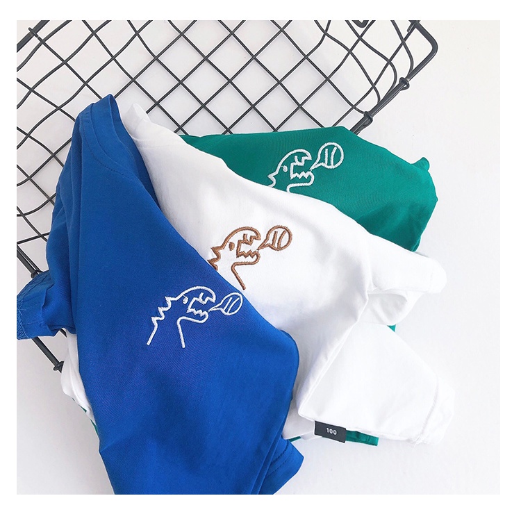 Áo Thun Ngắn Tay In Hoạt Hình Khủng Long Kiểu Hàn Quốc Thời Trang Mùa Hè Cho Bé Trai 2022