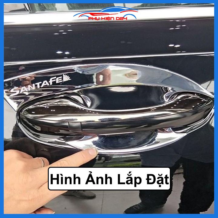 Ốp tay hõm Santafe 2019-2020-2021-2022-2023 vân carbon/mạ crom chống trầy bảo vệ cửa xe ô tô