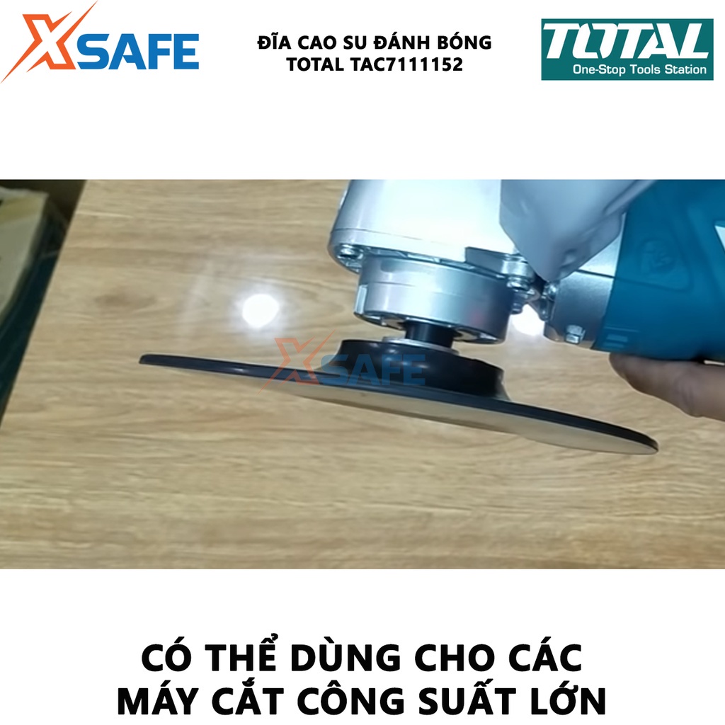 Đĩa cao su đánh bóng TOTAL TAC7111152 đường kính 100mm, chất liệu cao su, cốt M10x1.5, dùng đánh bóng các bề mặt