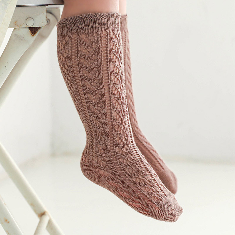 Tất lưới dài thoáng khí màu trơn cho bé gái