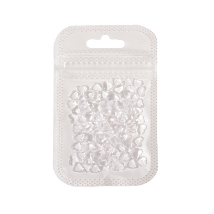 1 Túi Hạt Nhựa Trong Suốt Hình Trái Tim 3D Đính Móng Tay Nghệ Thuật DIY