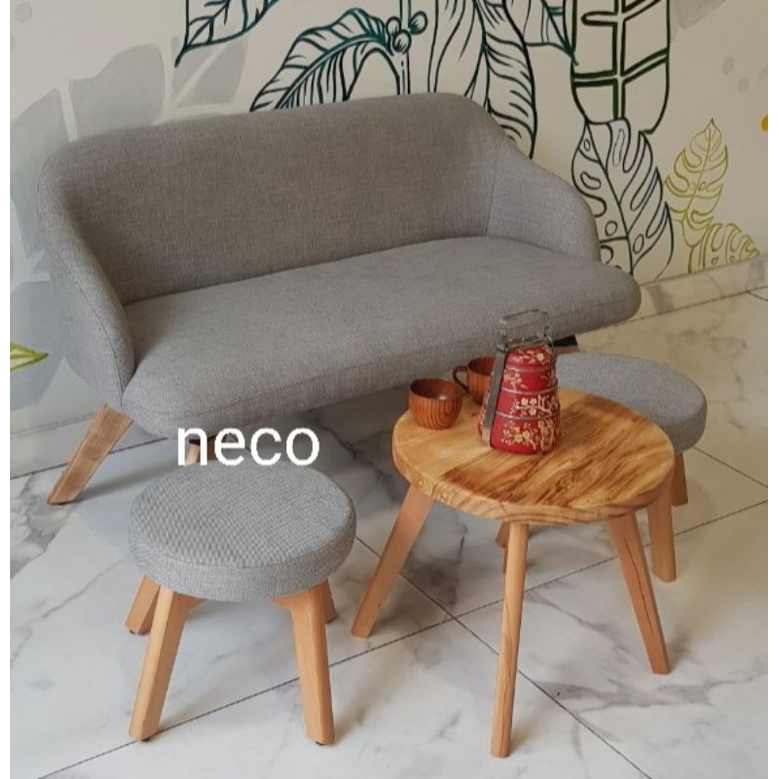 Sofa nệm bọc vải (tặng 2 ghế đôn)