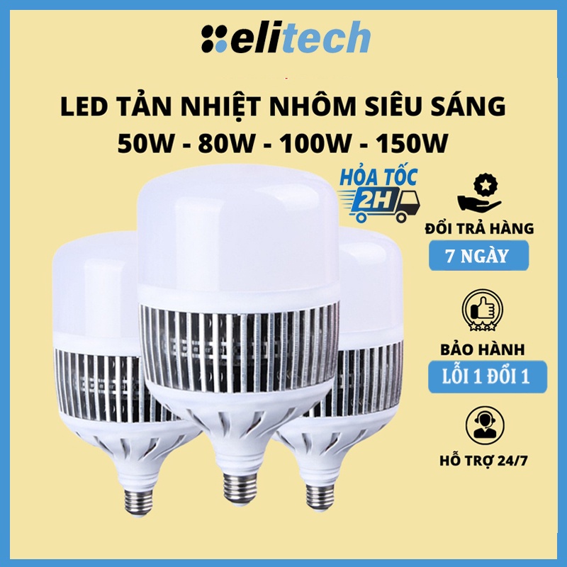 Bóng đèn Led Bulb 50w, 80w, 100w đủ công suất, đui E27, tản nhiệt NHÔM, ánh sáng trắng, dùng cho chụp ảnh, live stream
