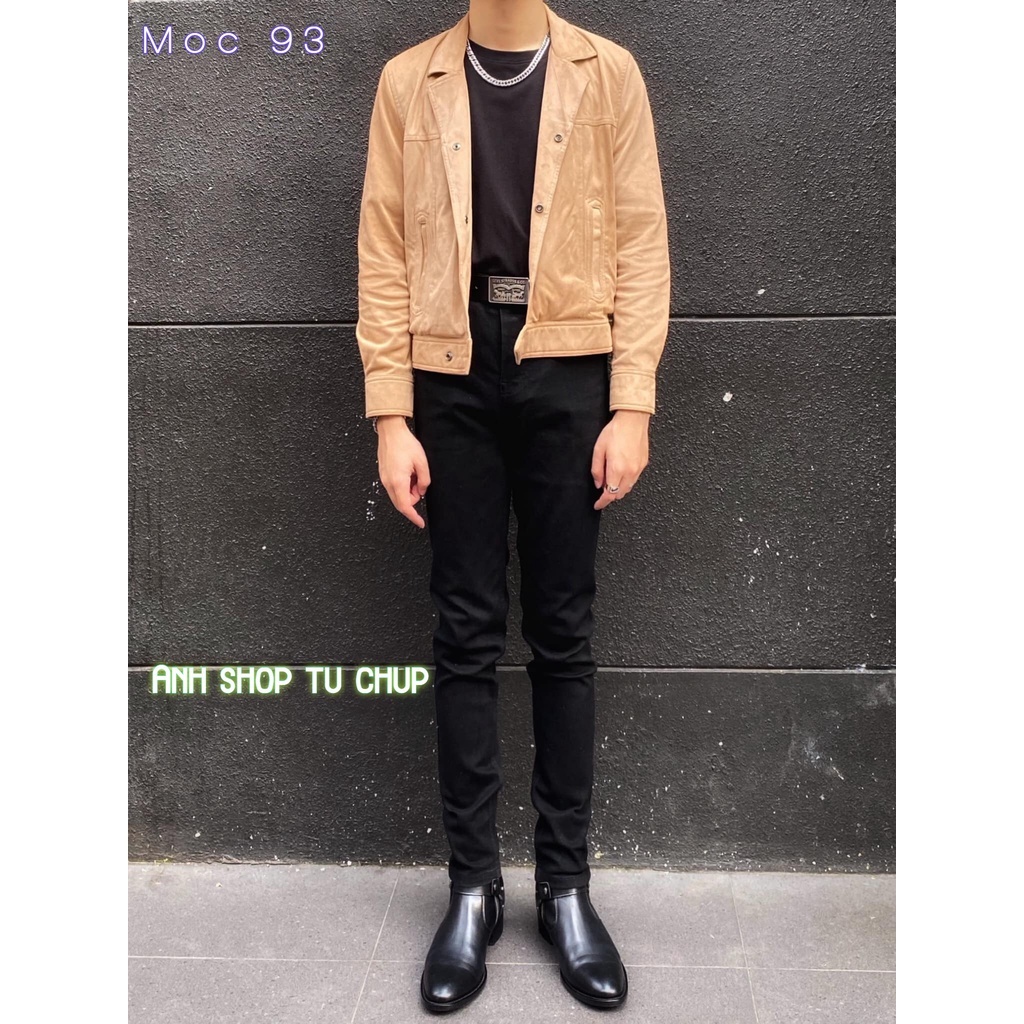 Quần Jean Nam Đen Trơn Dáng Skinny Vải Co Giãn Không Phai Màu, Phong Cách Hàn Quốc 👖