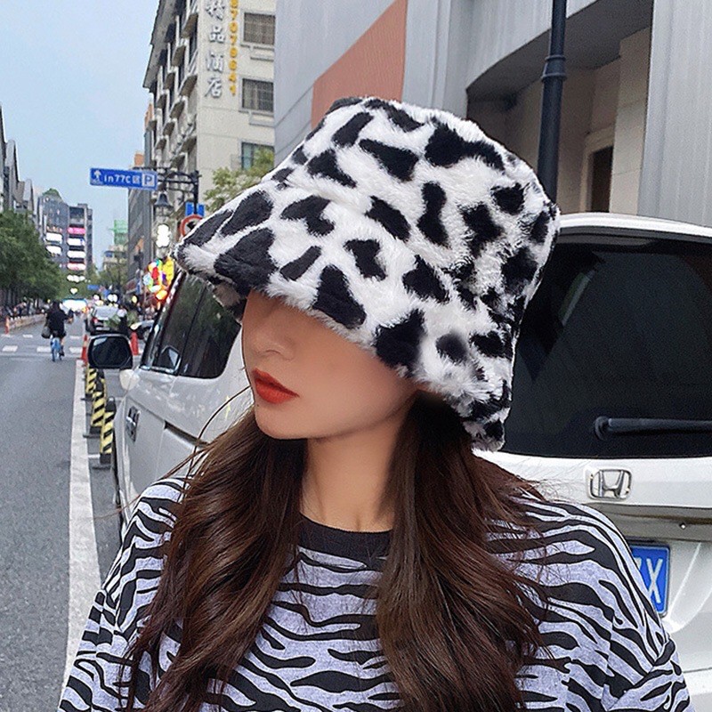 Bucket hat lông - Bucket hat bò sữa/da báo/ngựa vằn