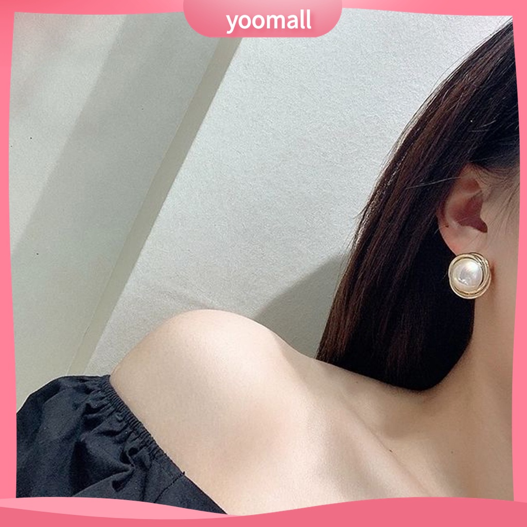 Yomall♡ 1 Đôi Bông Tai Ngọc Trai Giả Mạ Điện Phong Cách Hàn Quốc