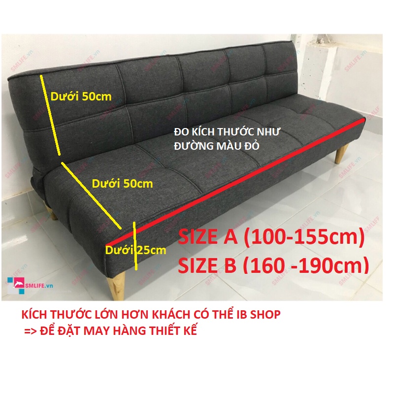 Ga bọc sofa giường - Tặng kèm 1 vỏ gối_Nhận may thêm: Đôn, gối, đệm