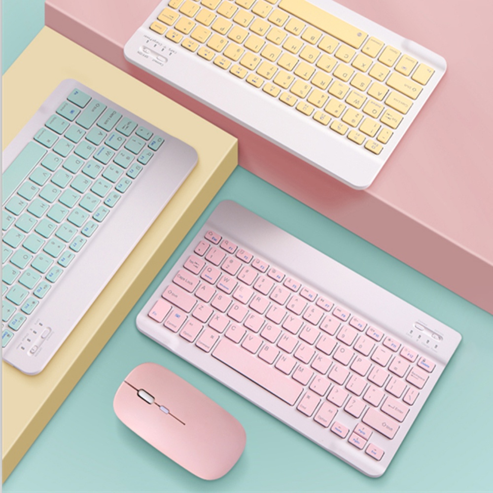 Combo Bàn Phím Và Chuột Bluetooth Không Dây 10 Inch 78 Phím Cho Laptop Ipad Điện Thoại Và Lớp Học Trực Tuyến