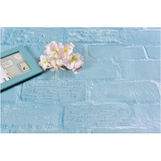 decal 1m giấy dán tường có sẵn keo dán - gạch vuông xanh dương nền chữ