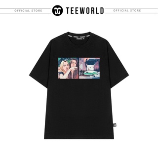 Áo thun Local Brand Teeworld Smudge Lord - Woman Yelling at a Cat Nam Nữ Trắng Đen Form Rộng Unisex