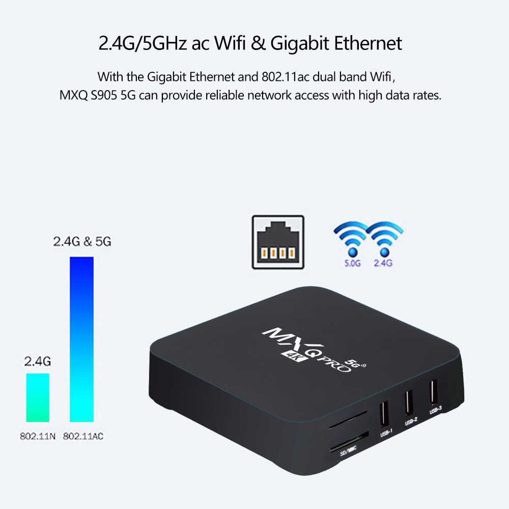 Đầu thu tín hiệu TV Zkmagic MXQ Pro 4k Android 10.1 TV Box RK3229 2G16G 4G32G HD 3D 2.4G Hỗ Trợ WiFi Google Play Youtube