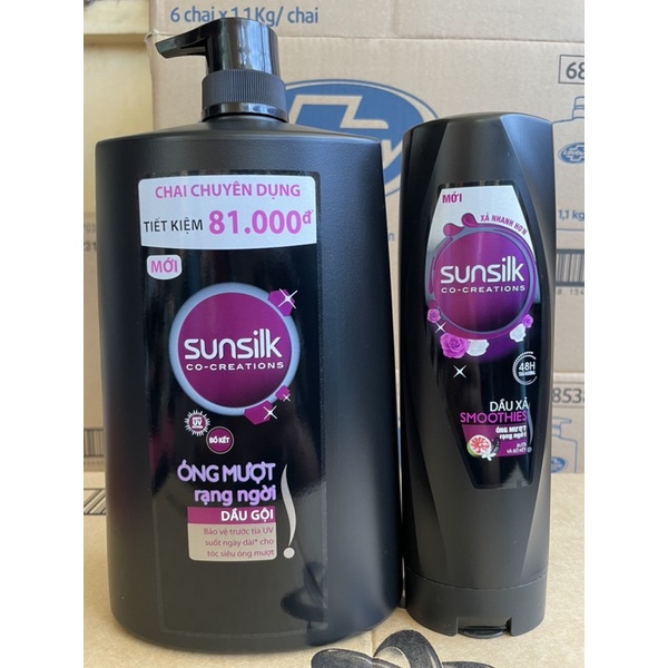 Dầu Gội Sunsilk Óng Mượt Rạng Ngời 1,4kg và Dầu Xả 320g