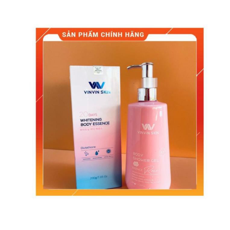 [FREESHIP,] CHÍNH HÃNG )Combo truyền trắng body 20 ngày sữa tắm + kem body vinvin skin