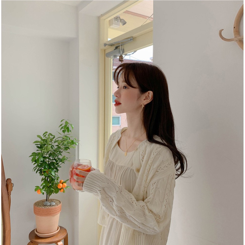 Đầm midi tay dài cổ vuông thời trang 32991