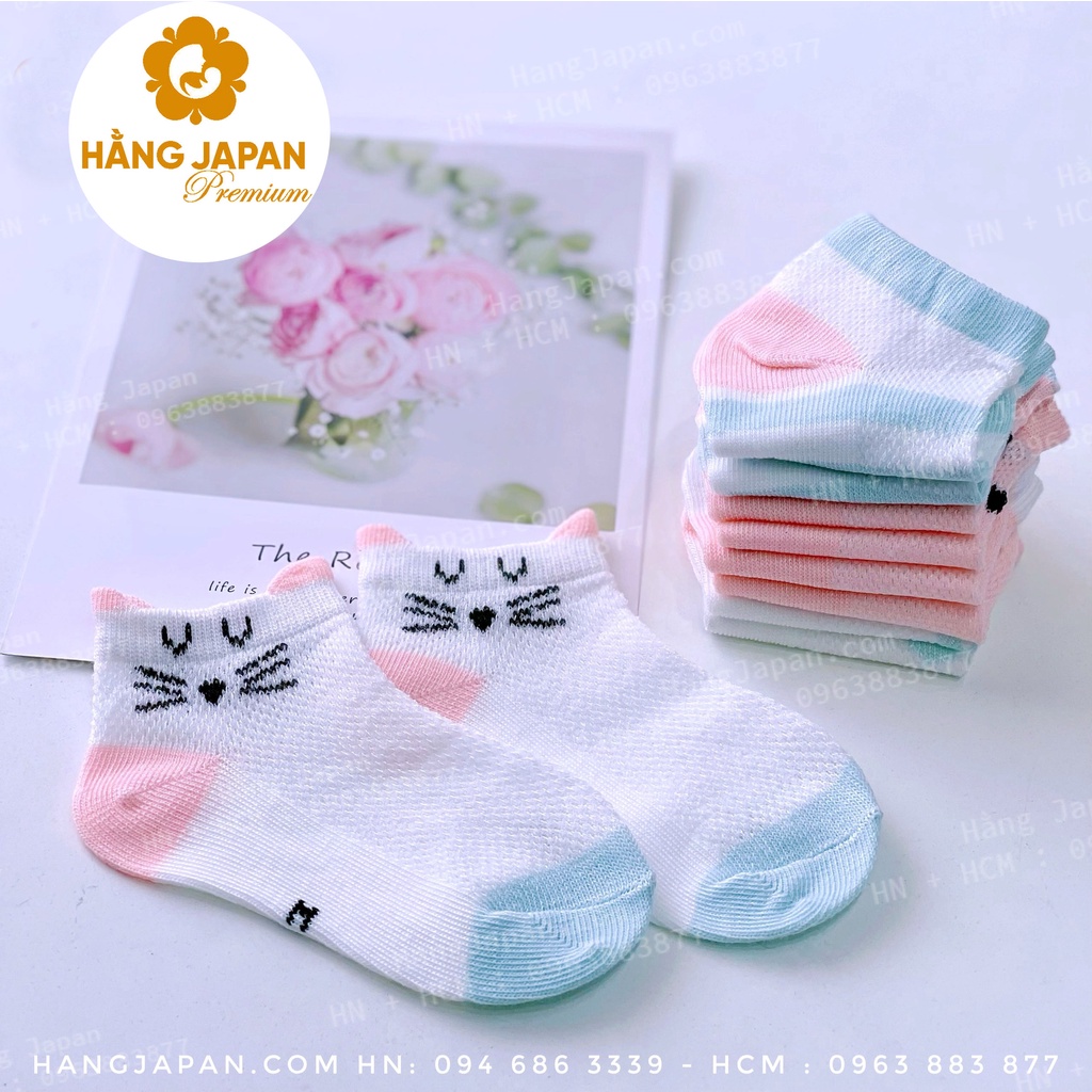 Set 3 đôi / 5 đôi tất lưới cotton Robibabi thoáng khí mềm mịn, giữ ấm cho bé từ sơ sinh