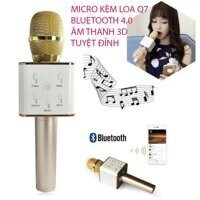 [GIẢM SỐC] Bộ micro hát karaoke kèm loa Bluetooth phát beat KVM-Q7_vàng  EGD0277