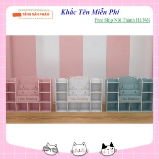Kệ sách cho bé hình Gấu kèm 8 ngăn chứa đồ full bộ có vít