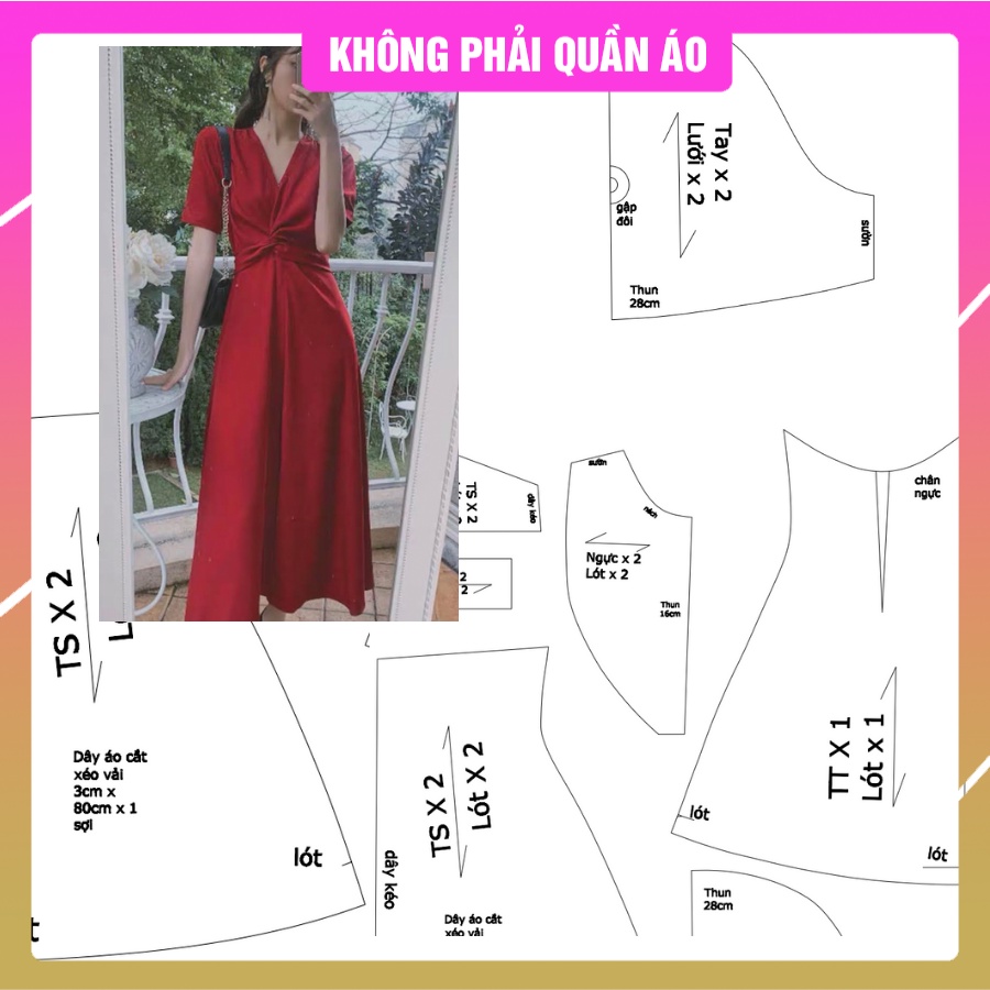 V008_Rập giấy đầm xoắn eo