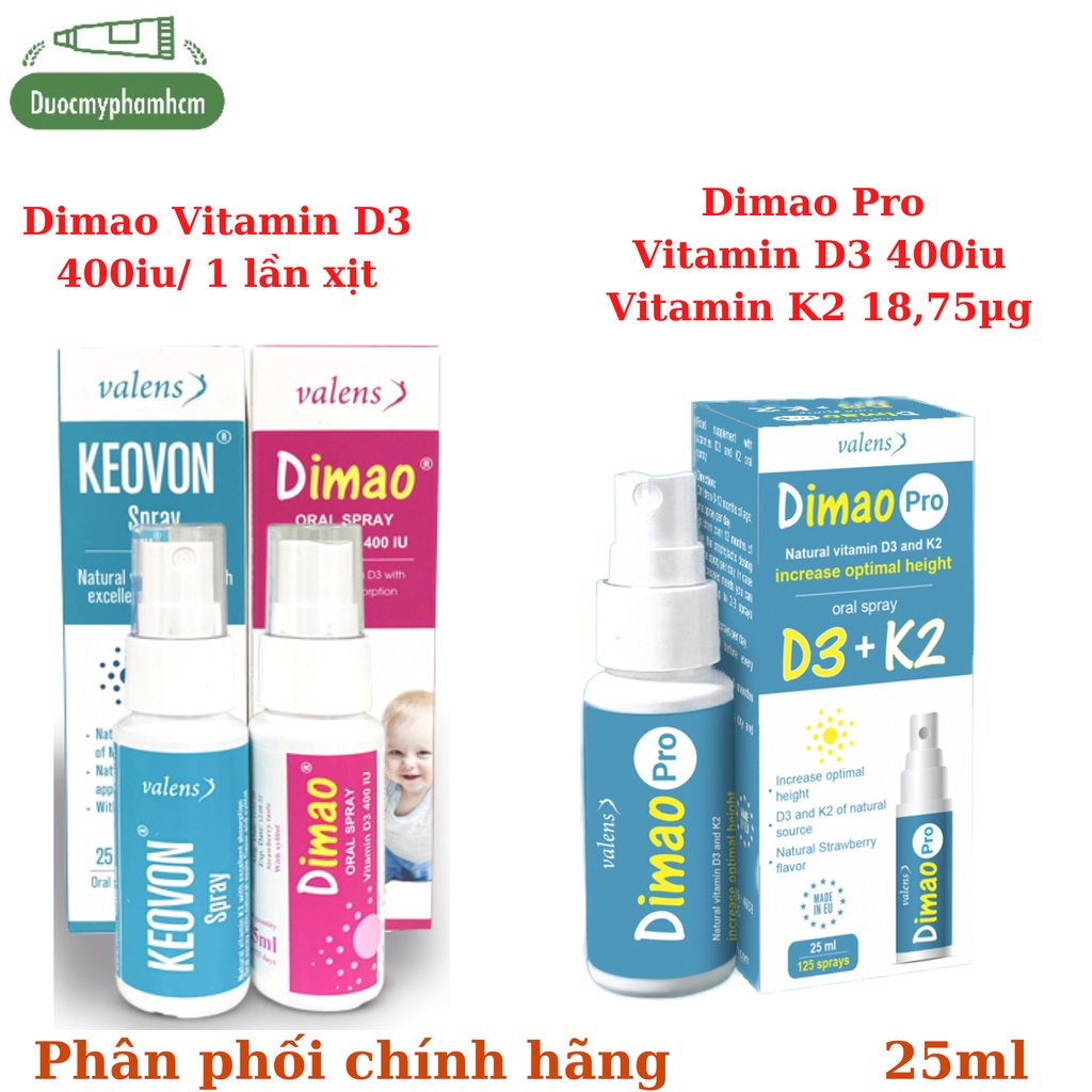 Vitamin D3 400IU và K2 Dimao Pro Dạng Xịt, Hàng Nhập Khẩu Châu Âu, Hương Dâu, Hiệu Quả Và Hấp Thu Tốt- 25ml