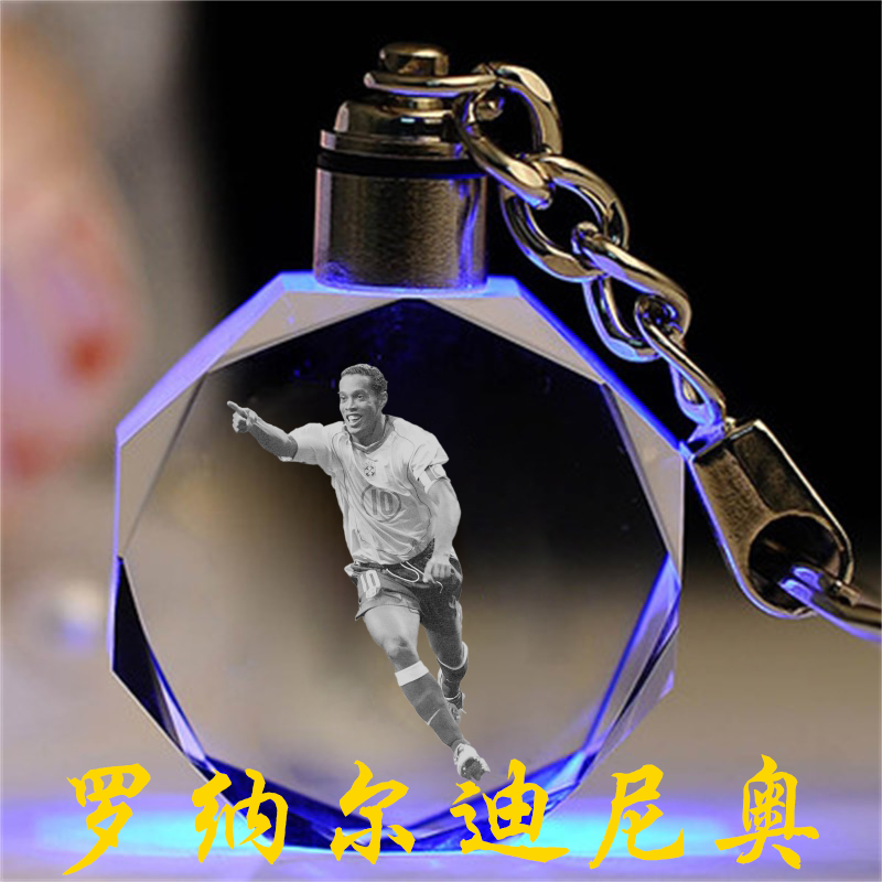 Bóng đá sao tinh thể Keychain Mặt dây chuyền quà sinh nhật Cô Gái gửi nam quà lưu niệm Messi C robeckham