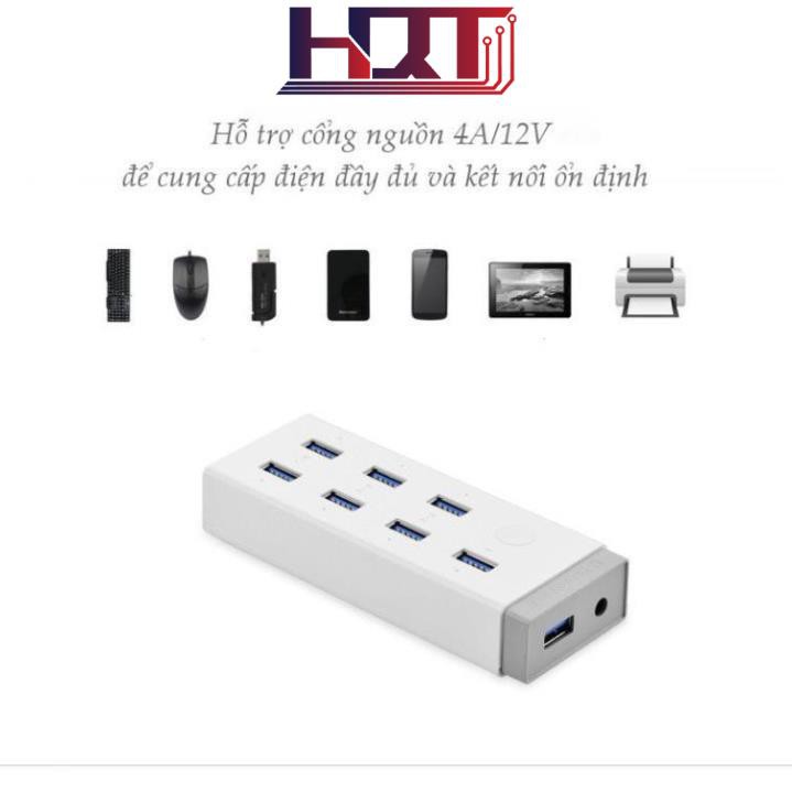 Hub USB 3.0 7 cổng có nút bật tắt, hỗ trợ nguồn 12A/2V UGREEN CR116 20296