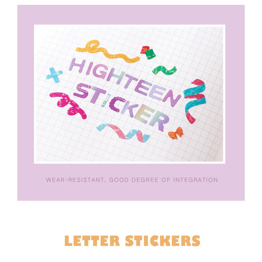Set 2 sticker chữ cái và số trang trí phong cách Hàn Quốc